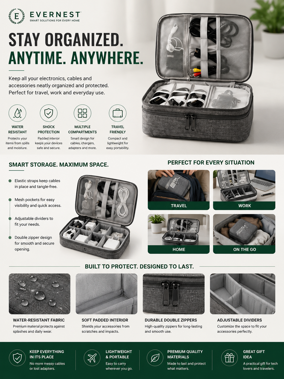 EverNest™ TechVault Organizer